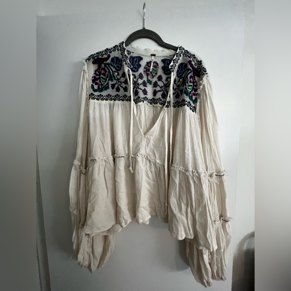 Free People Emboidered Detail Crop Top